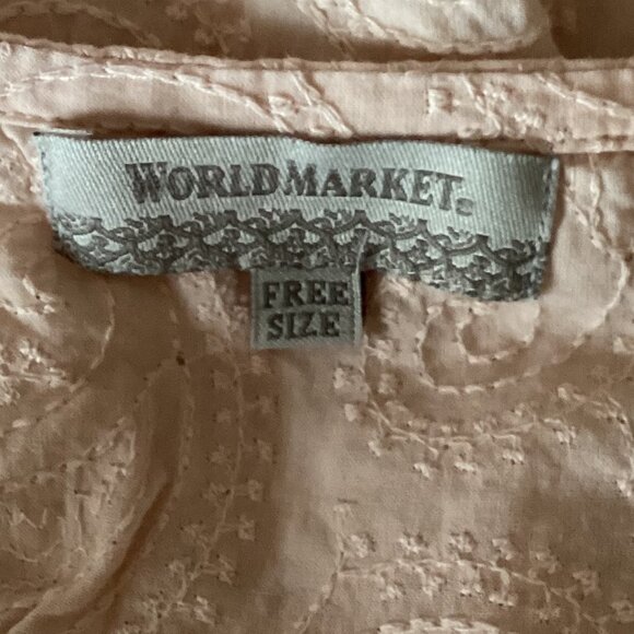 World Market Women's Boho Top One Size Fits All Powder Pink Beach Coverup Cotton - Picture 6 of 7